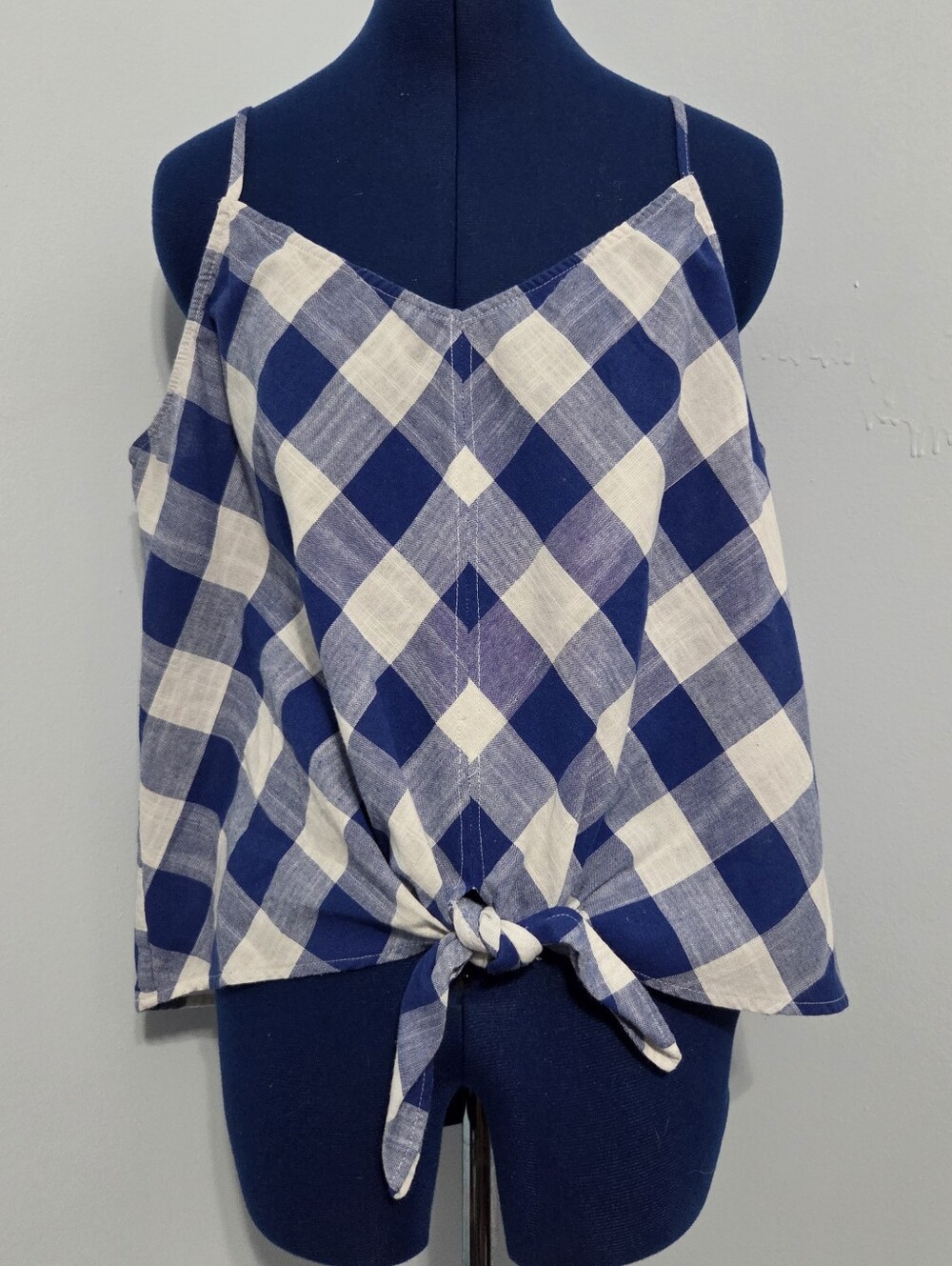 Vintage Blue Plaid Tie Front Cami Size XXL
